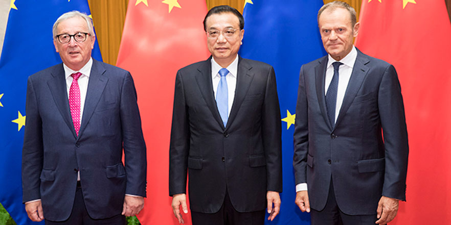 会主席容克共同主持第二十次中国欧盟领导人会晤